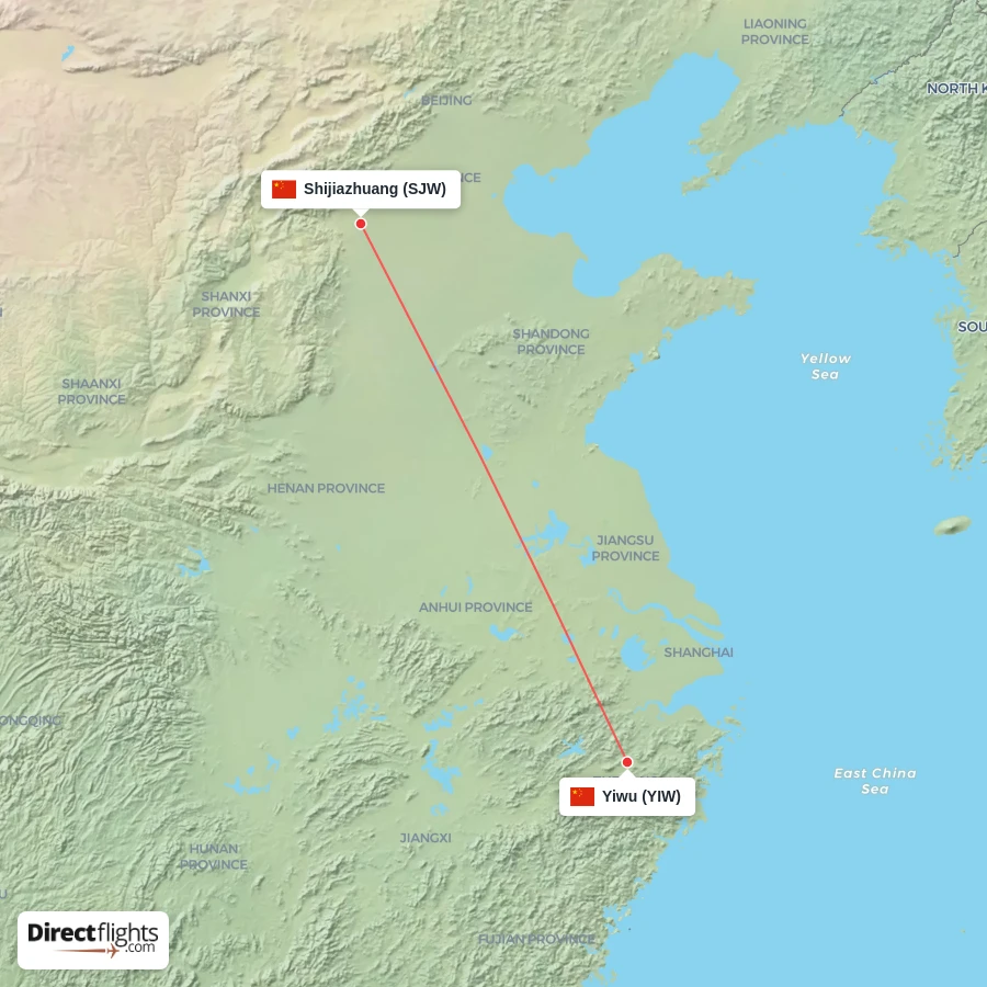 SJW - YIW route map