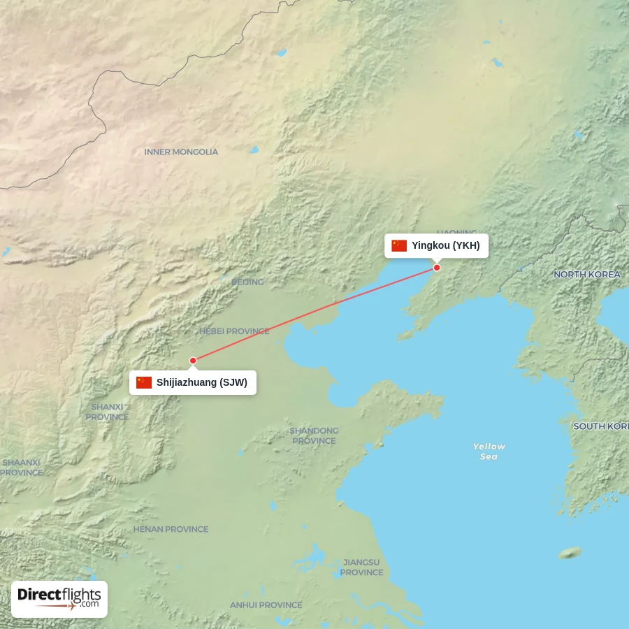 SJW - YKH route map