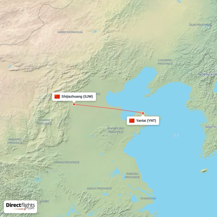SJW - YNT route map