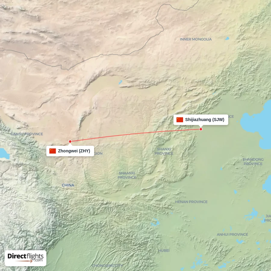SJW - ZHY route map