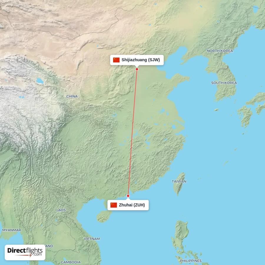 SJW - ZUH route map