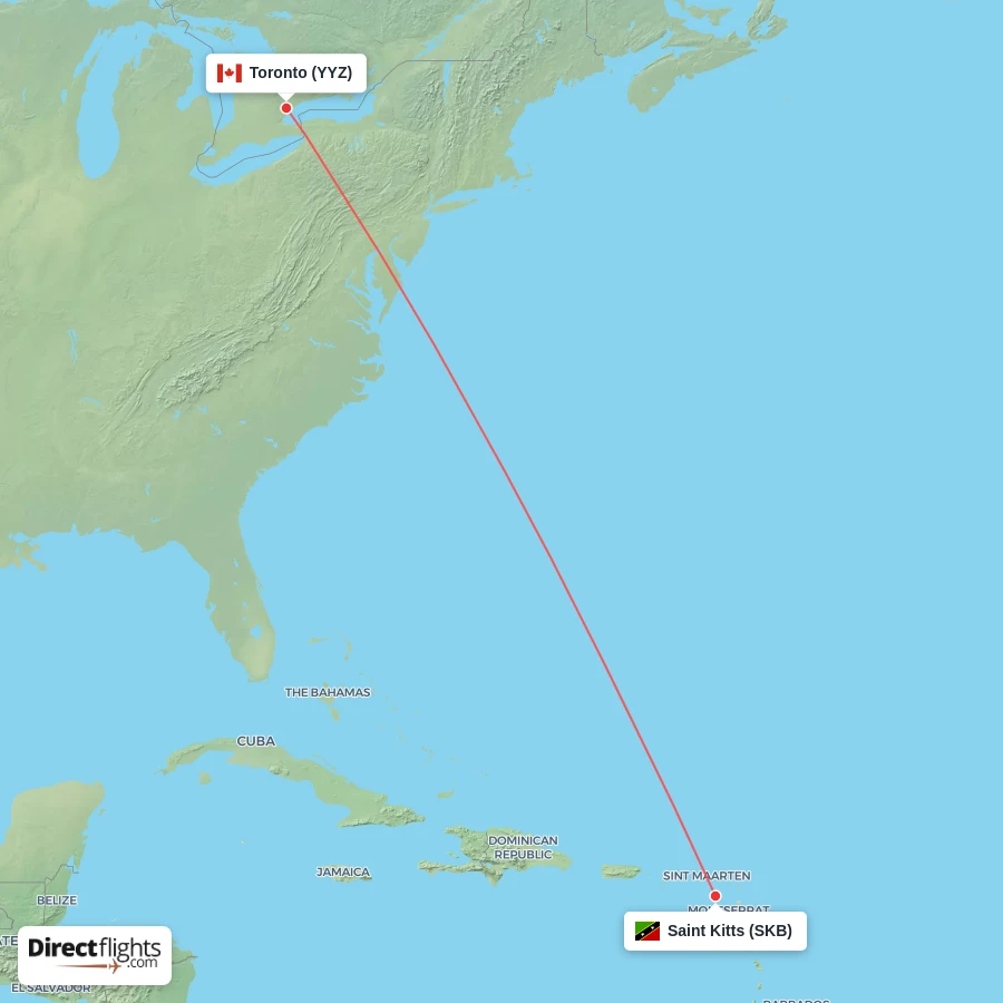 SKB - YYZ route map
