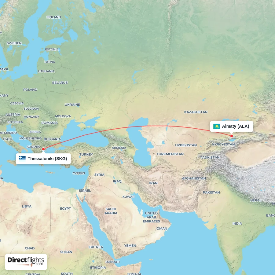 SKG - ALA route map