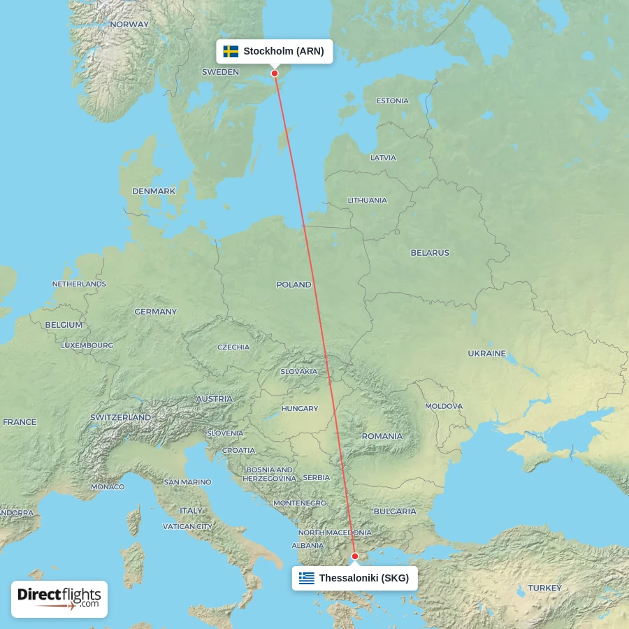 SKG - ARN route map