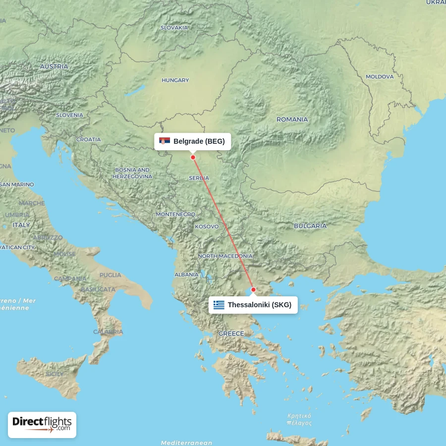 SKG - BEG route map
