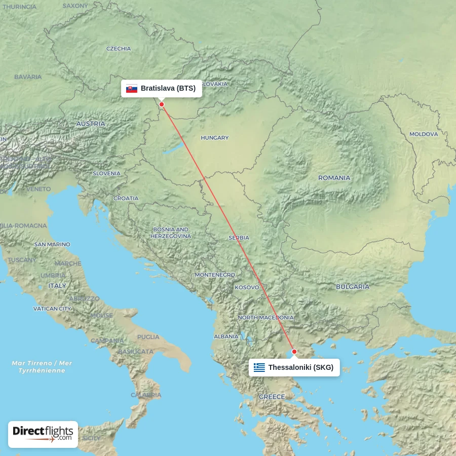 SKG - BTS route map