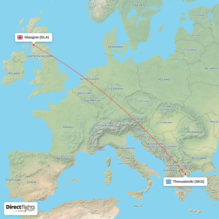 SKG - GLA route map