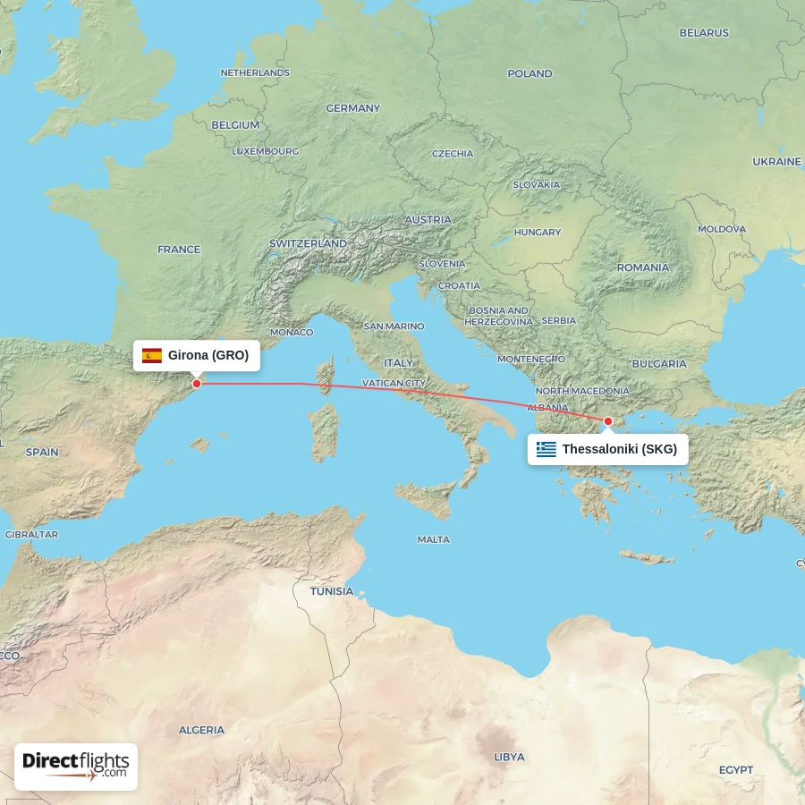 SKG - GRO route map