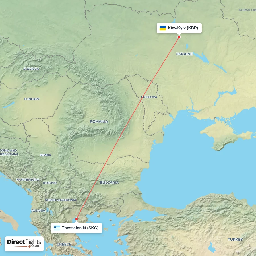 SKG - KBP route map