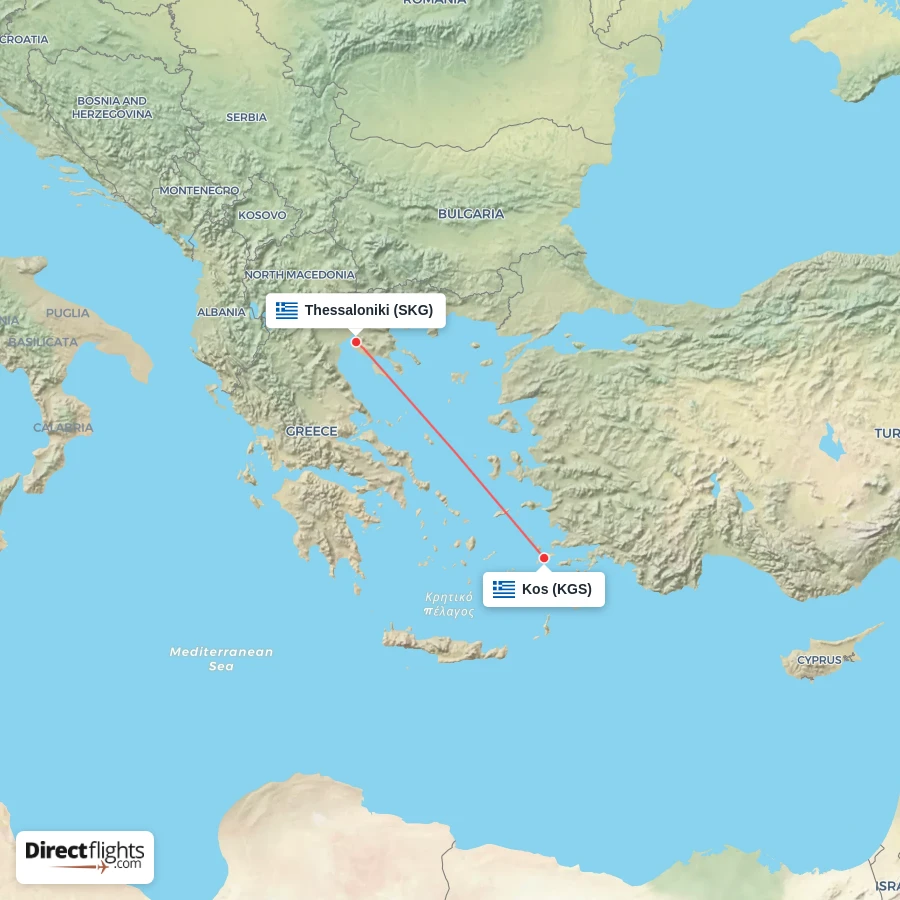 SKG - KGS route map