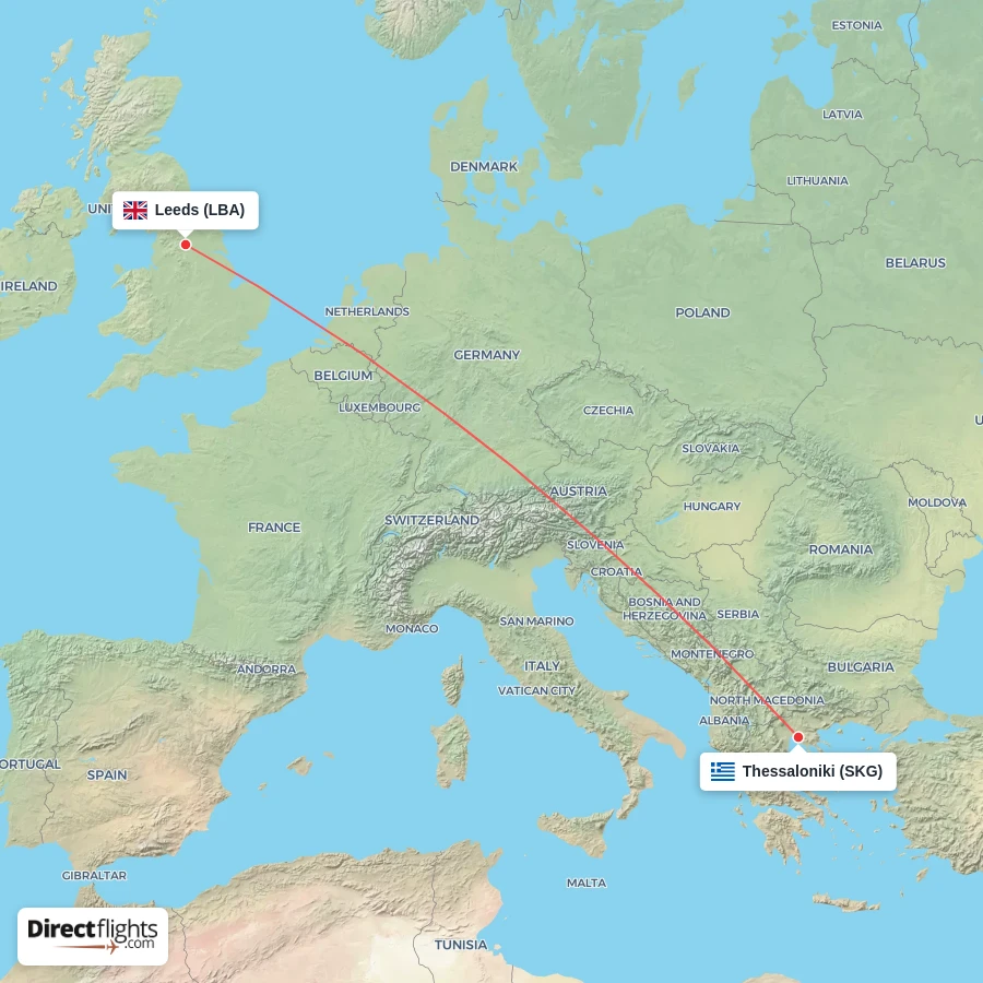 SKG - LBA route map