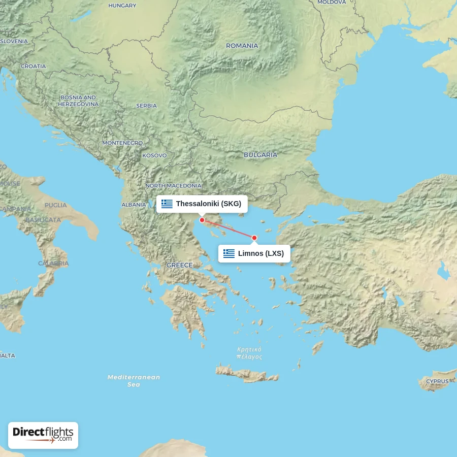 SKG - LXS route map