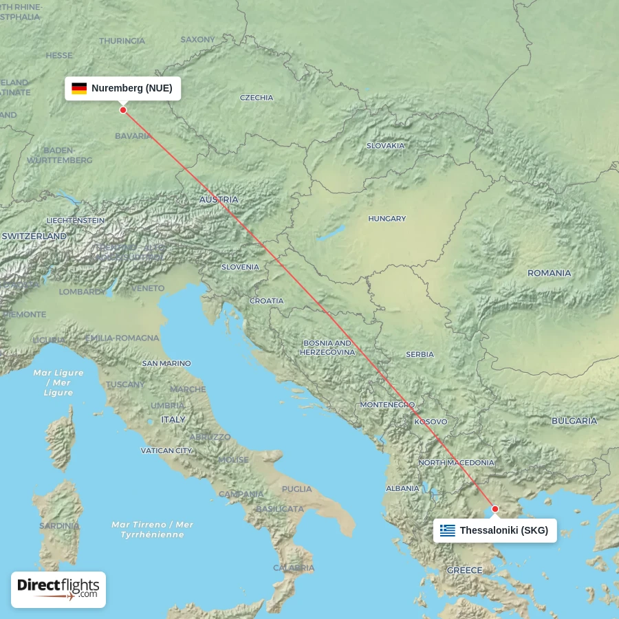 SKG - NUE route map