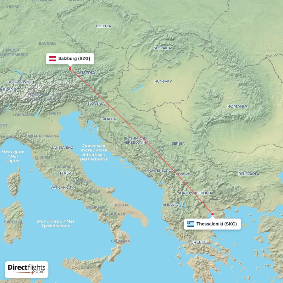 SKG - SZG route map