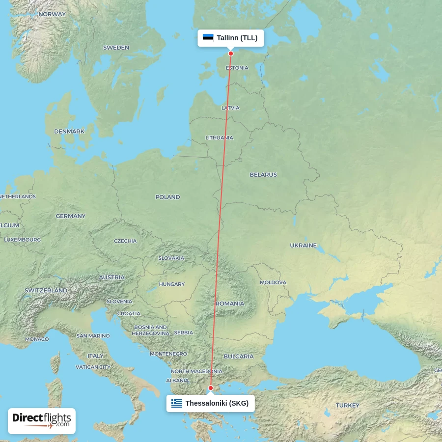 SKG - TLL route map