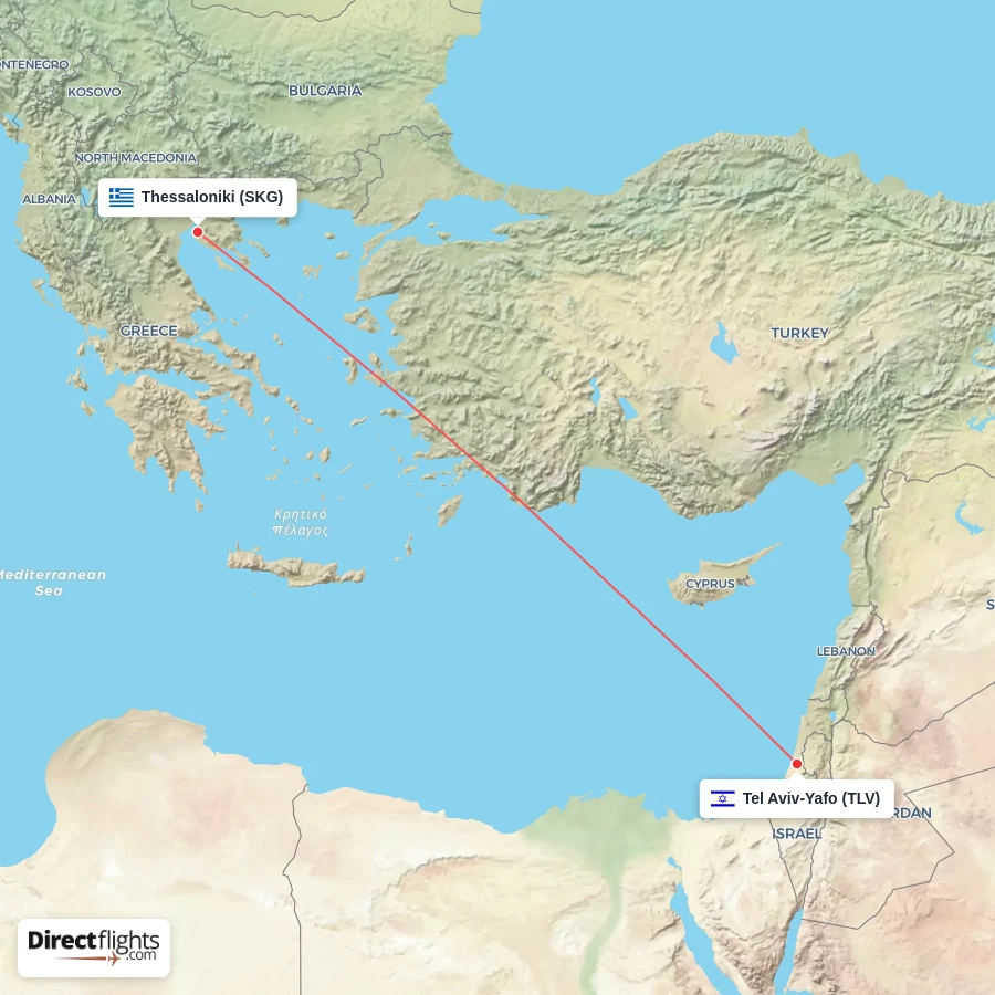 SKG - TLV route map