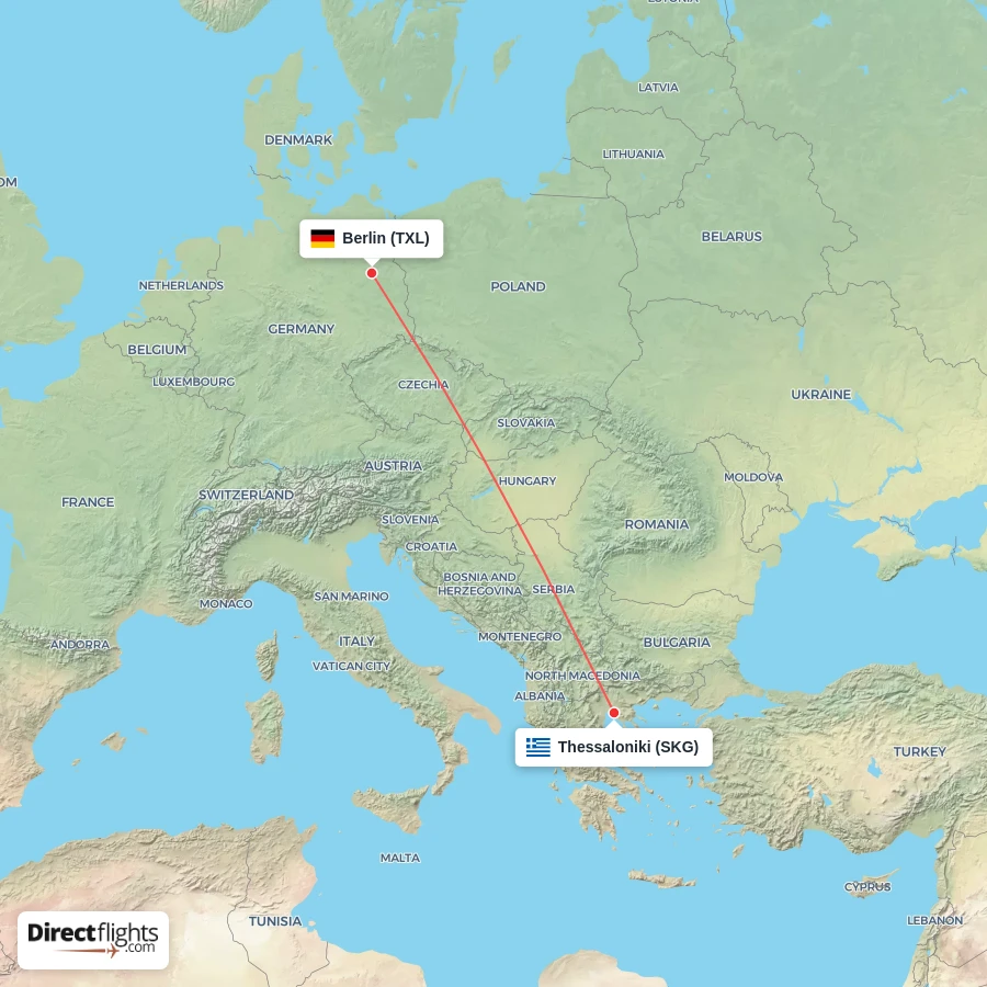 SKG - TXL route map