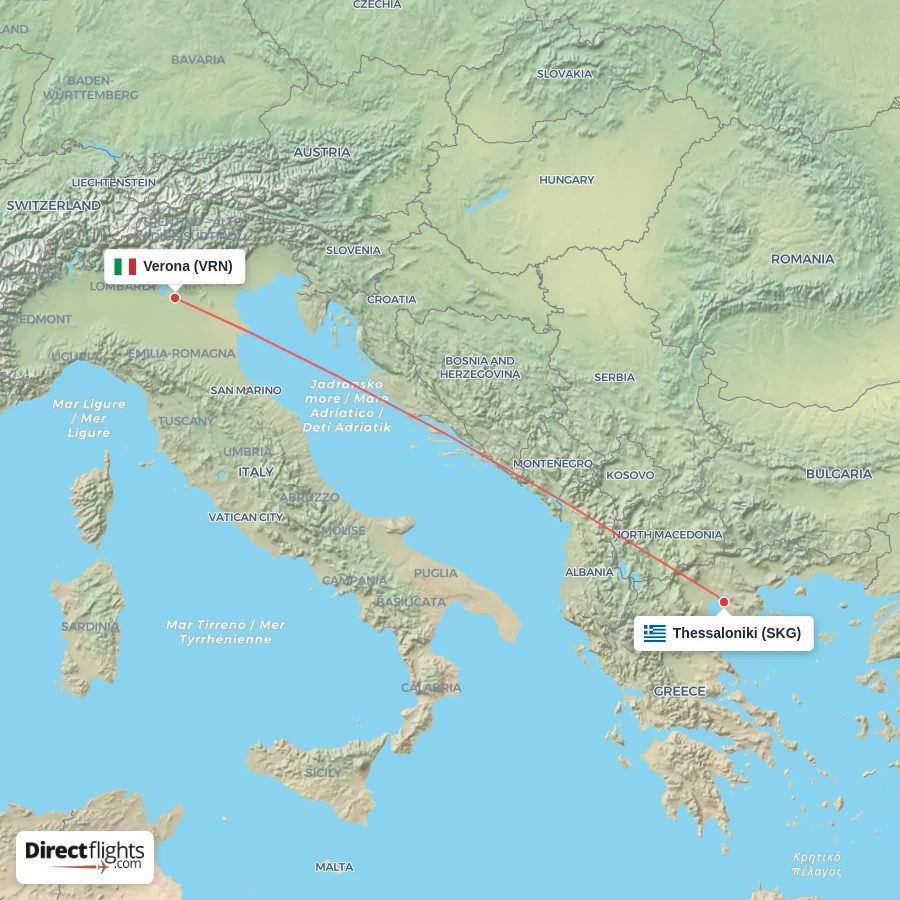 SKG - VRN route map
