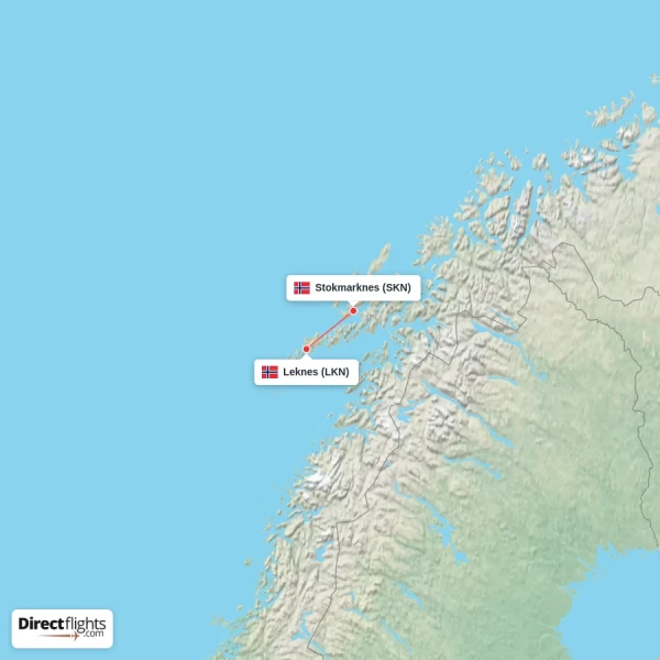 Stokmarknes - Leknes direct flight map