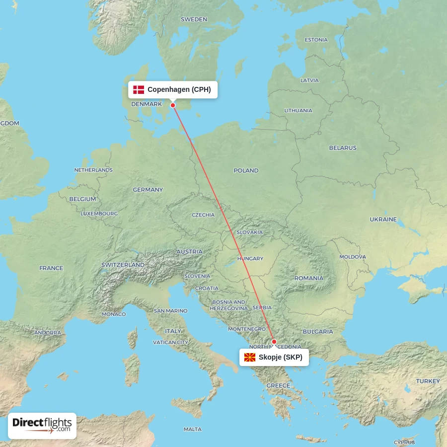 SKP - CPH route map