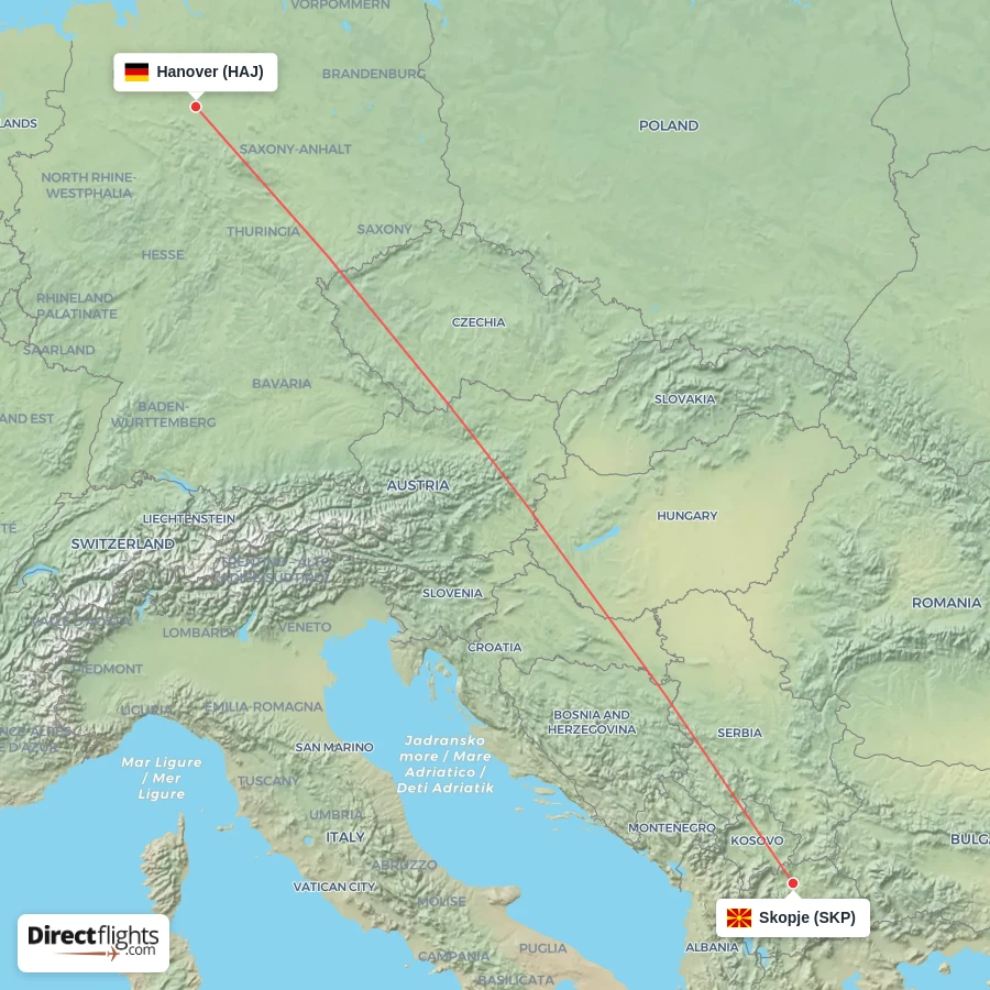 SKP - HAJ route map