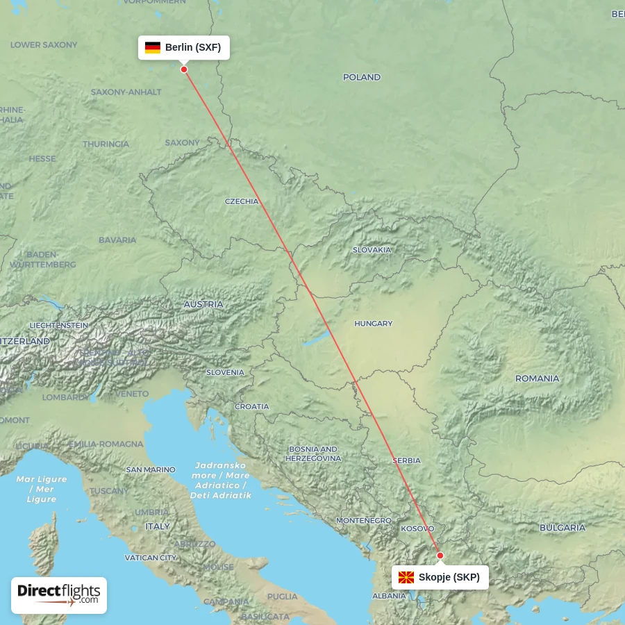 SKP - SXF route map