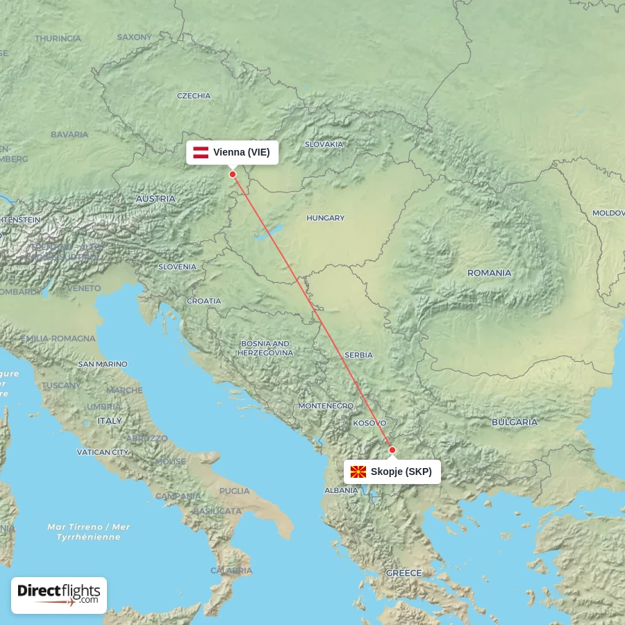 SKP - VIE route map