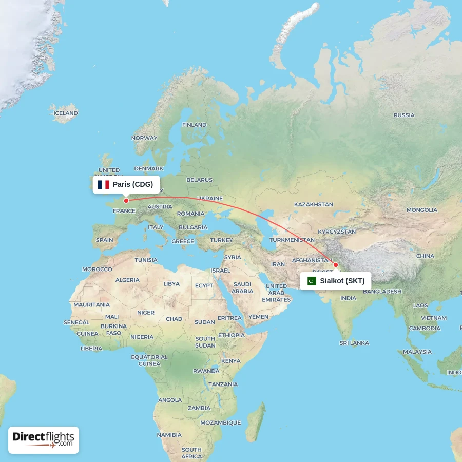 SKT - CDG route map