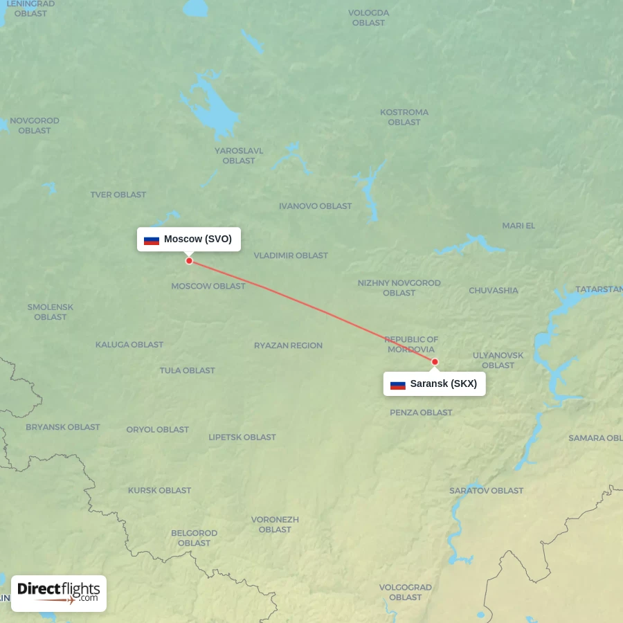 SKX - SVO route map