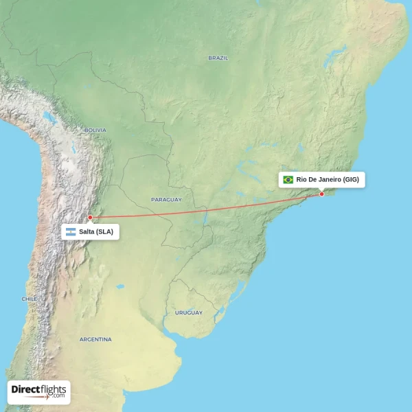 Salta - Rio De Janeiro direct flight map