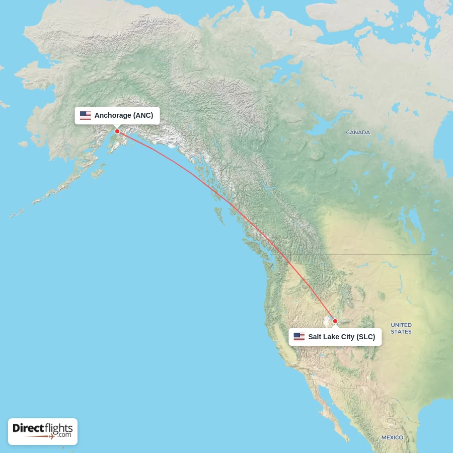 SLC - ANC route map