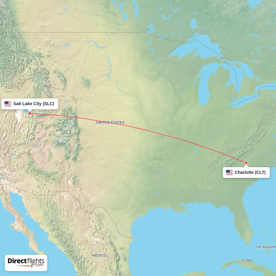 SLC - CLT route map