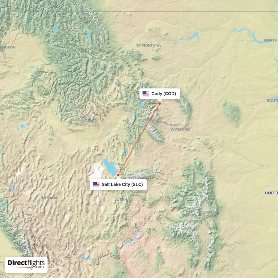 SLC - COD route map