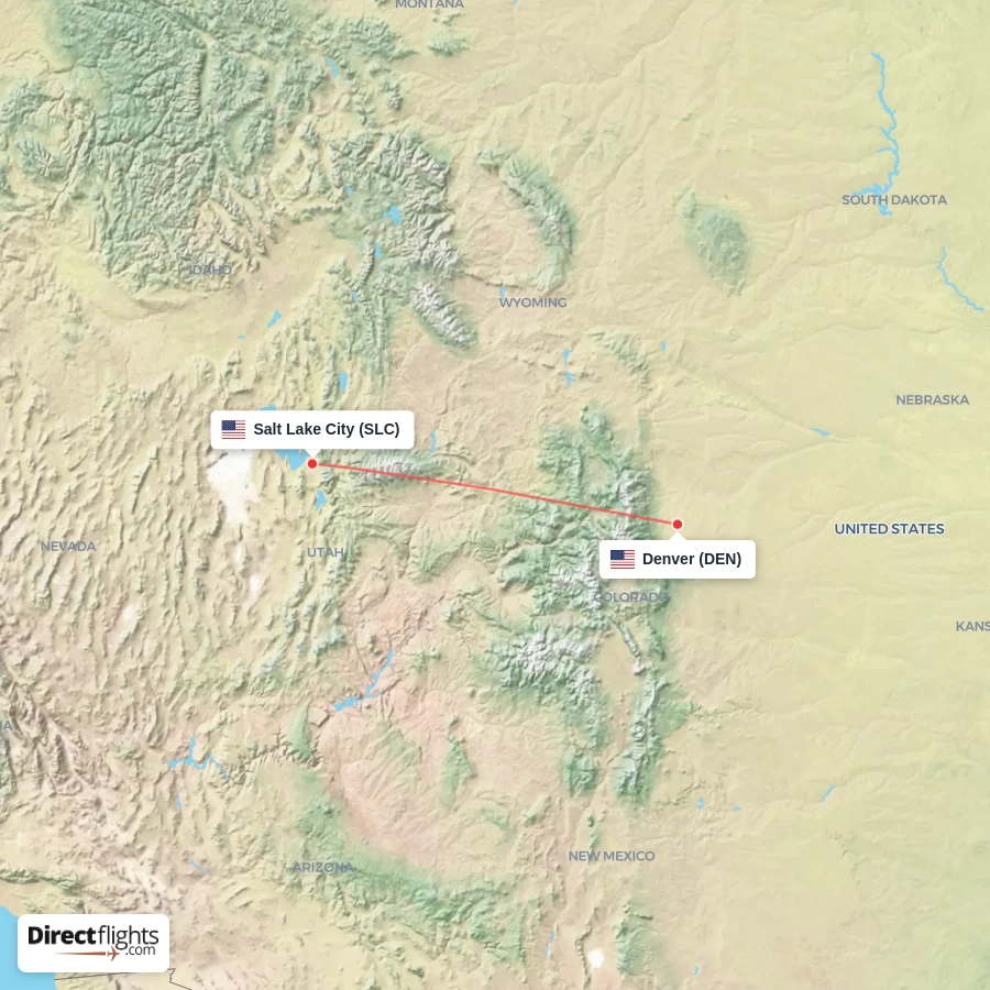 SLC - DEN route map