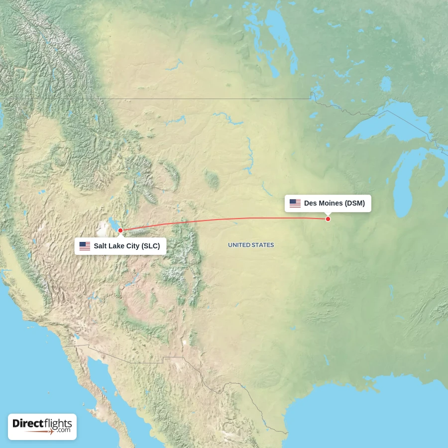 SLC - DSM route map