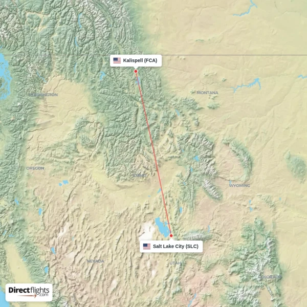 Salt Lake City - Kalispell direct flight map