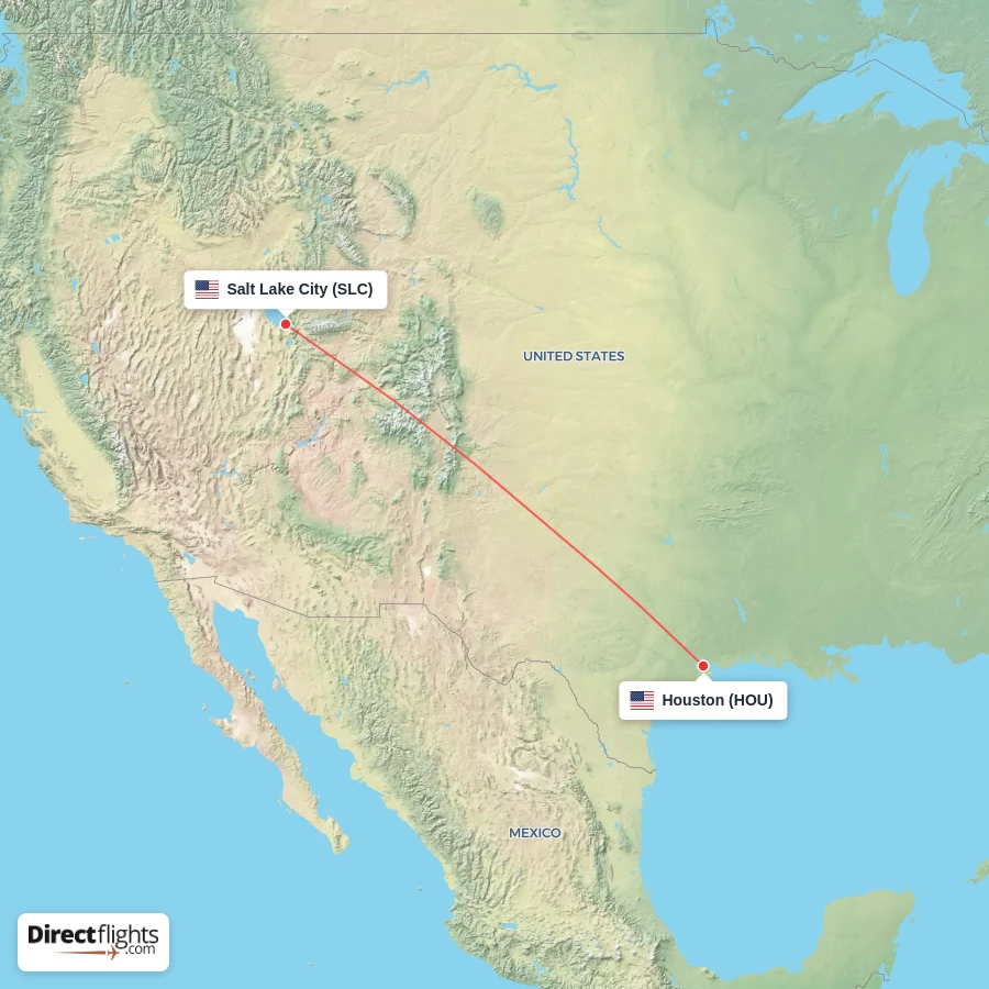 SLC - HOU route map