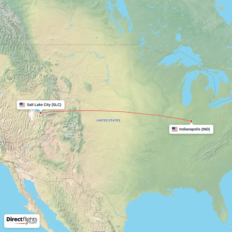 SLC - IND route map