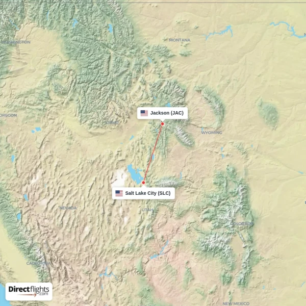 Salt Lake City - Jackson direct flight map