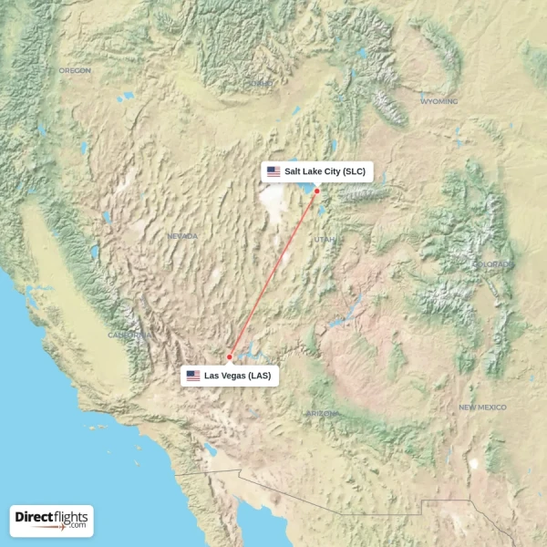 Salt Lake City - Las Vegas direct flight map