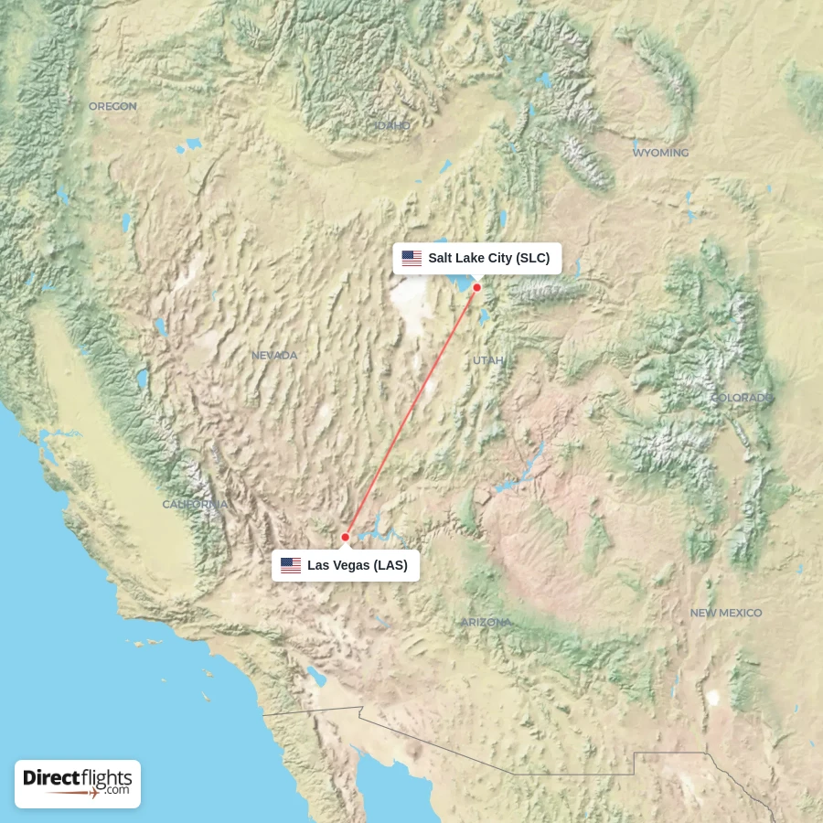 SLC - LAS route map