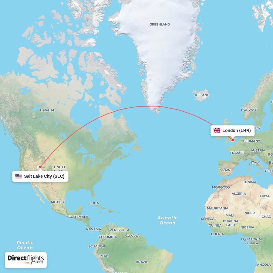SLC - LHR route map