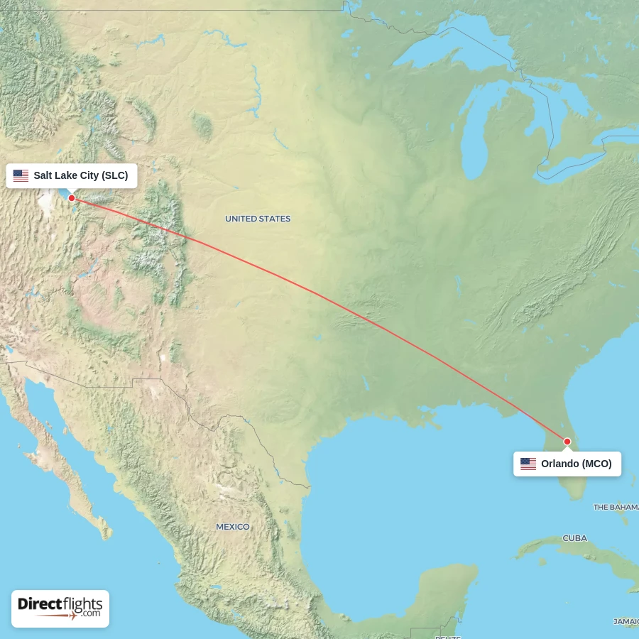 SLC - MCO route map