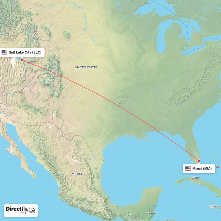 SLC - MIA route map