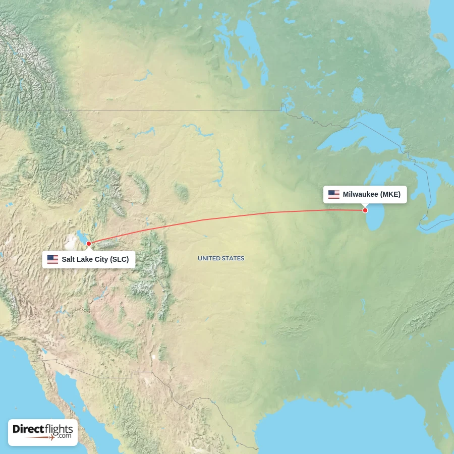 SLC - MKE route map