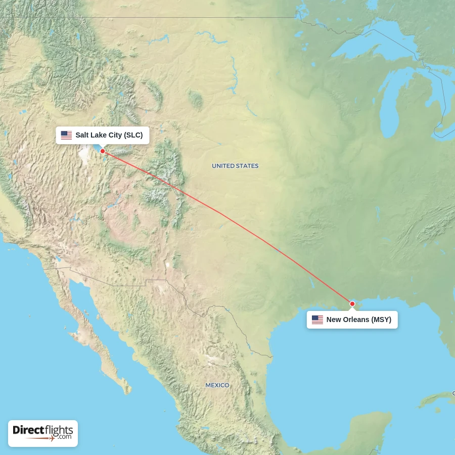 SLC - MSY route map