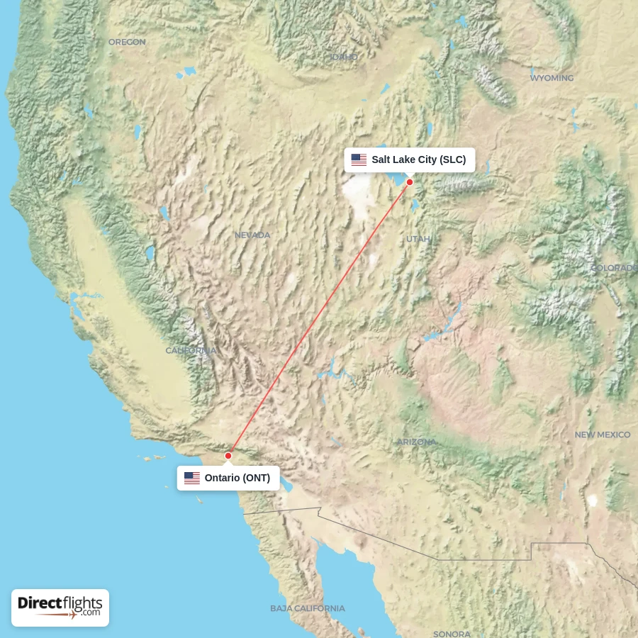 SLC - ONT route map
