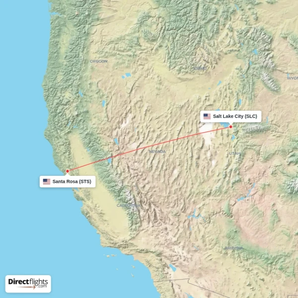 Salt Lake City - Santa Rosa direct flight map