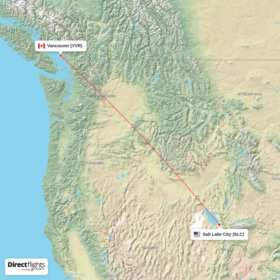SLC - YVR route map