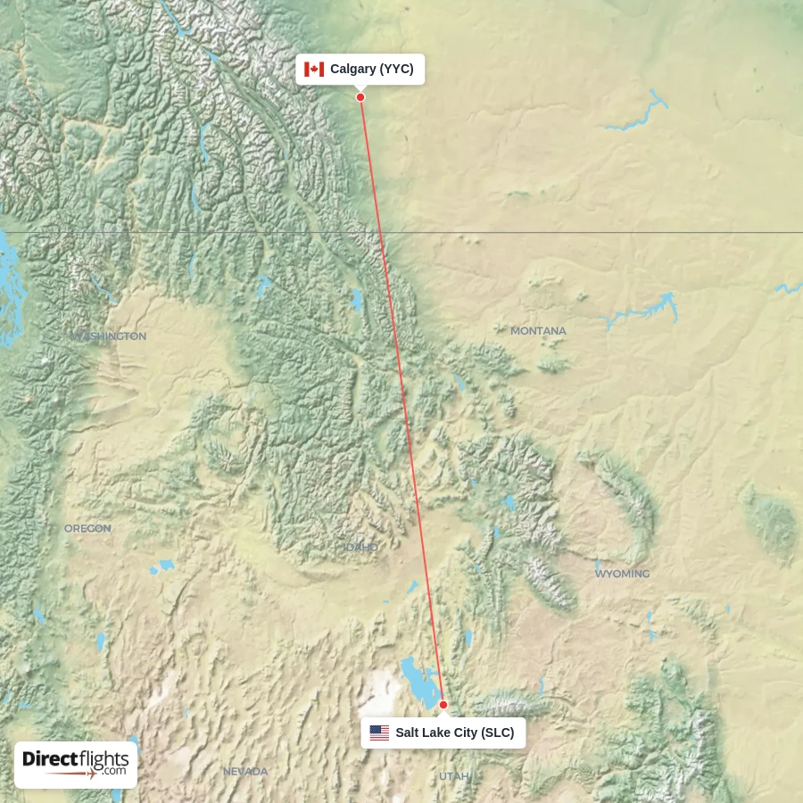 SLC - YYC route map